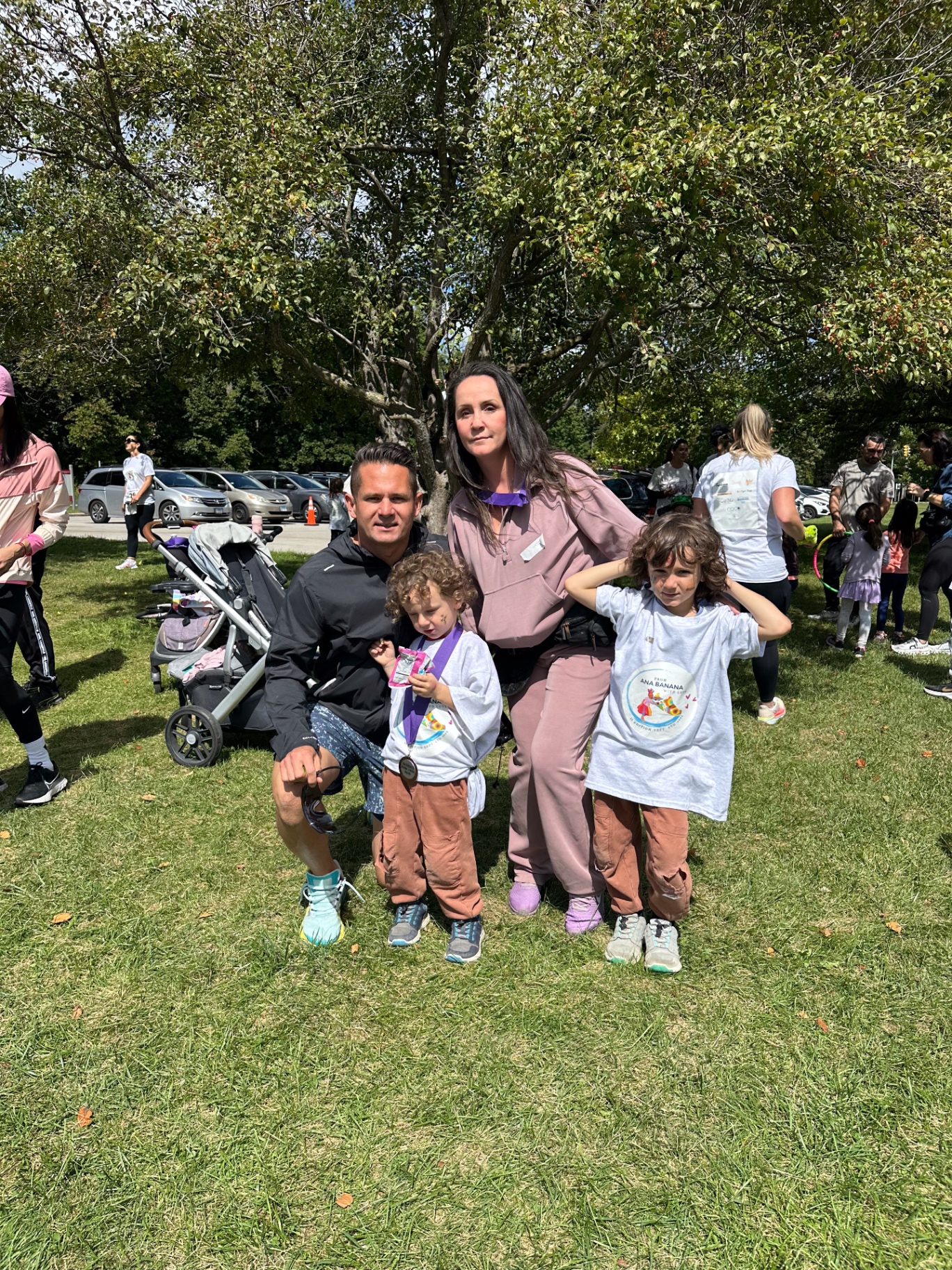 A family with their children after the fun run